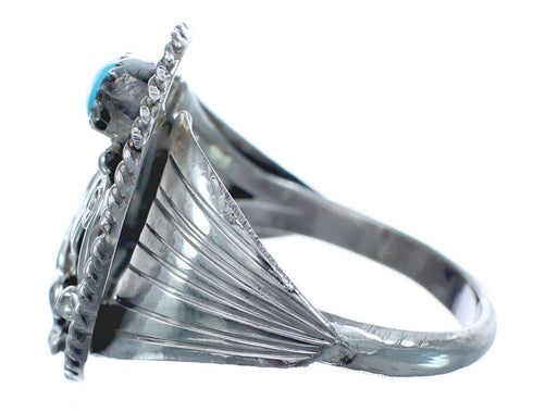 Native American Turquoise Sterling Silver Navajo Eagle Ring Size 12-3/4 AX122339